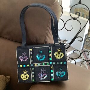 Luxie Denim  Sequin Women Bag Collection, Size Small, Color Blue